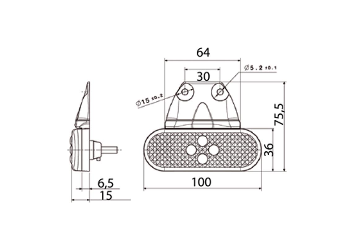 Side marker lamp LED 24V amber 